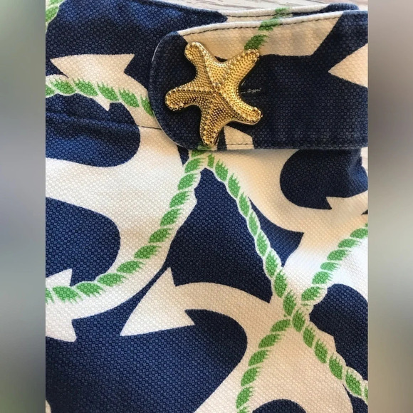 Mud Pie Shorts with Scalloped Hemline Anchor Design & Starfish Buttons S - Picture 5 of 5